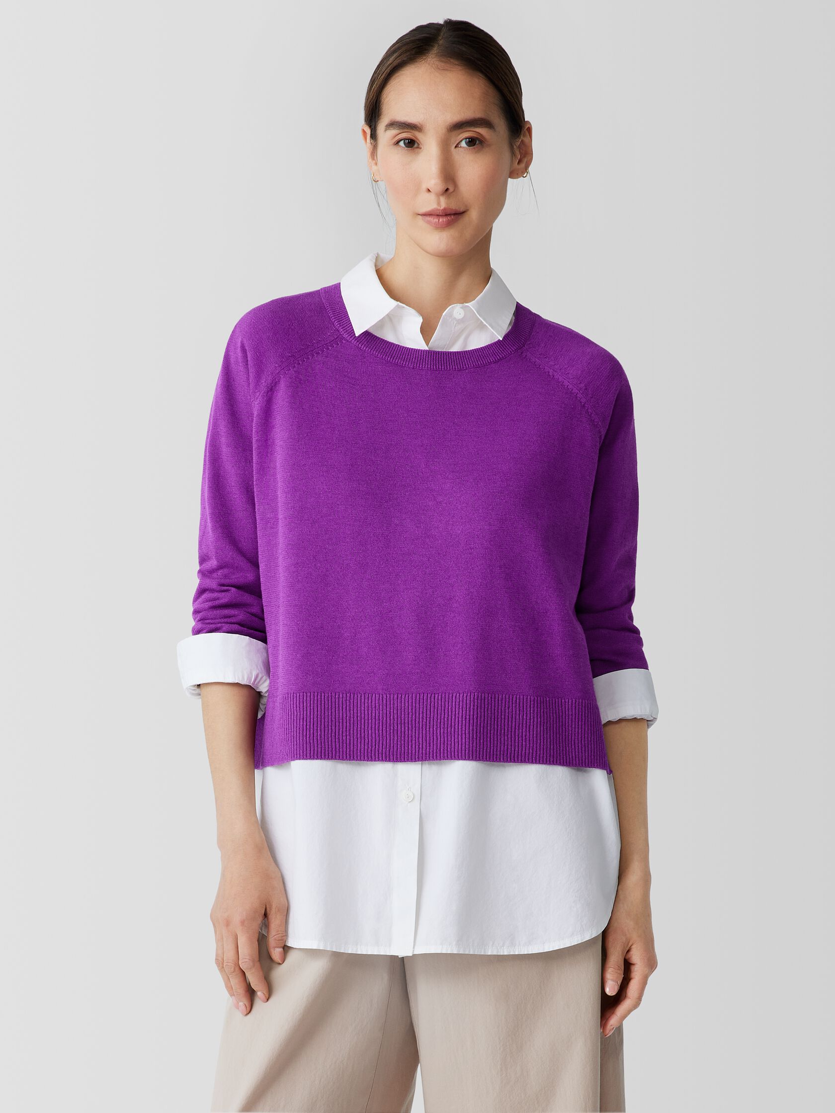 Organic Linen Cotton Raglan-Sleeve Top