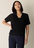Cotton Silk Cord Split Neck Top