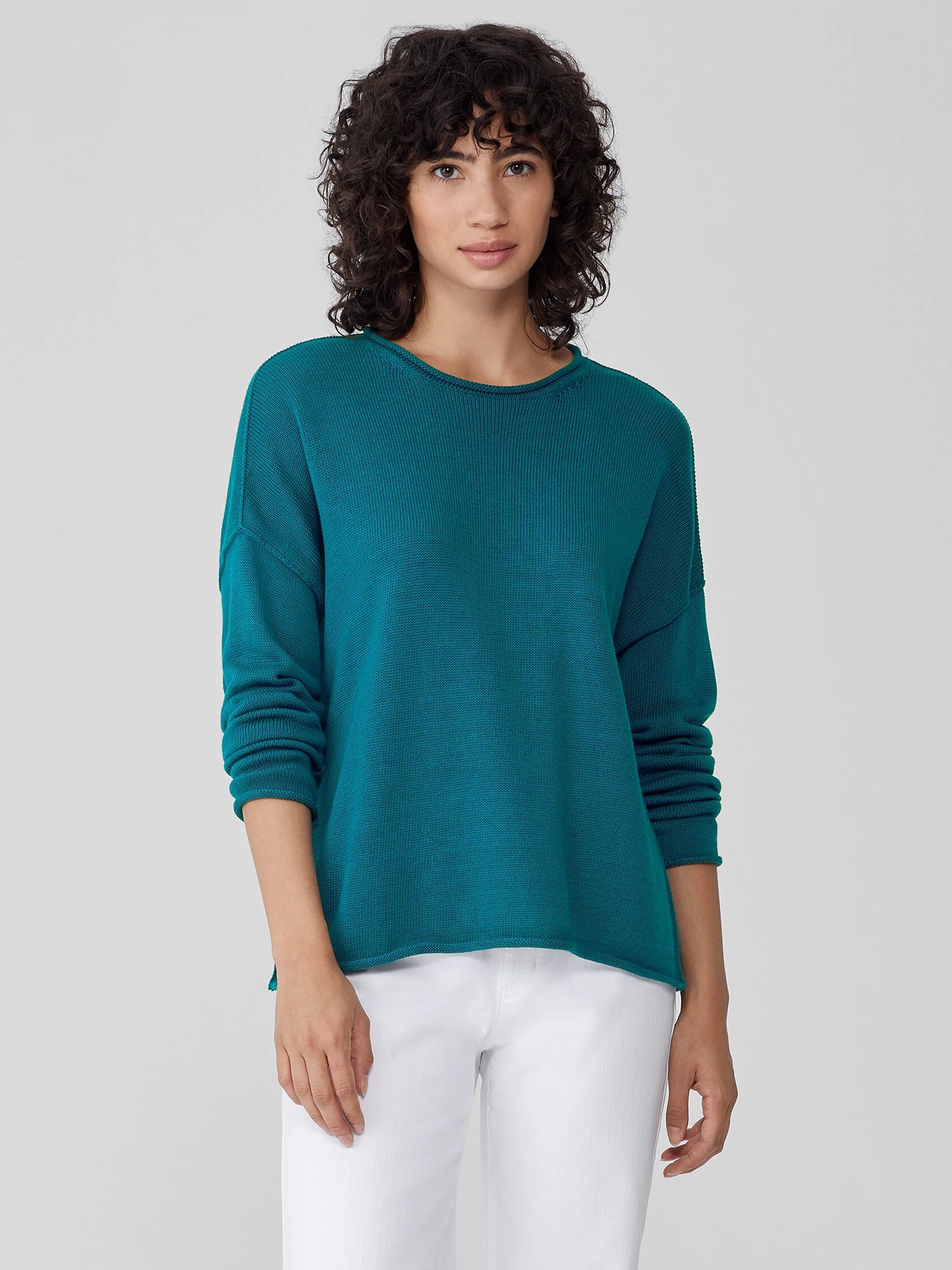 Peruvian Cotton Blend Crew Neck Top