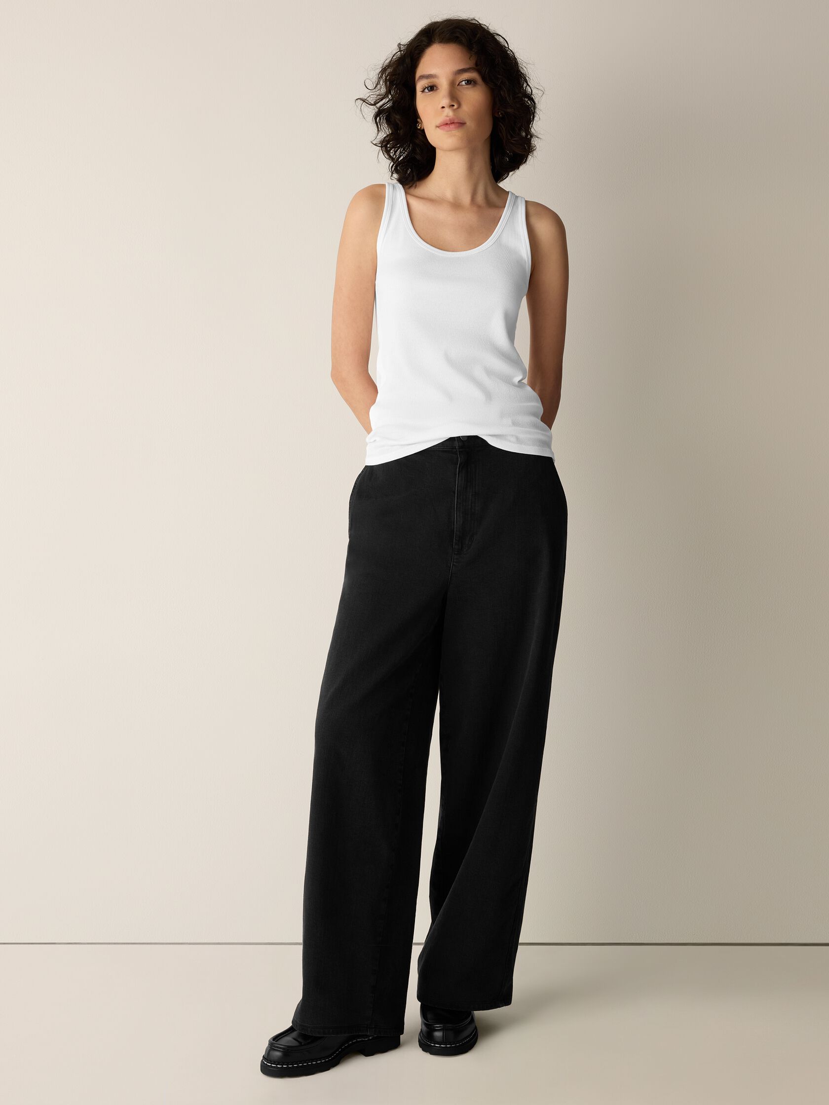 Organic Cotton Stretch Rib Scoop Neck Tank