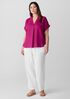 Organic Handkerchief Linen Notch Collar Top