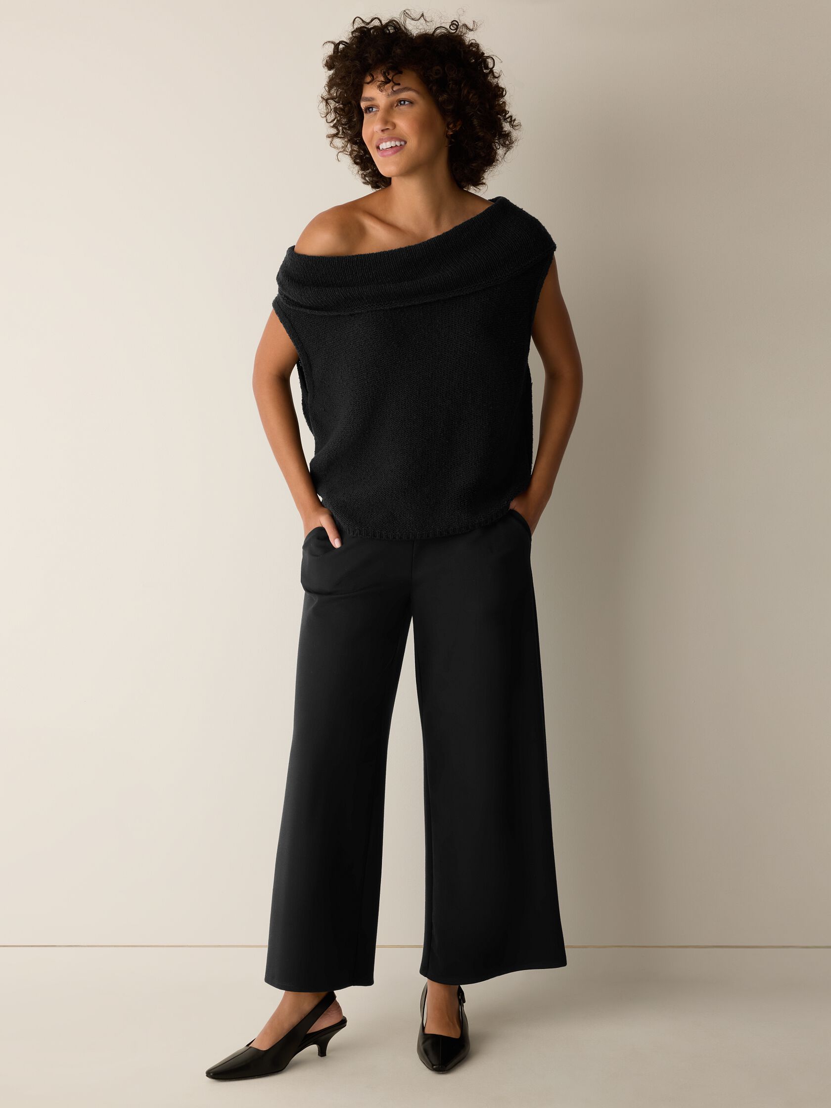 Peruvian Cotton Cloud Drape Neck Vest