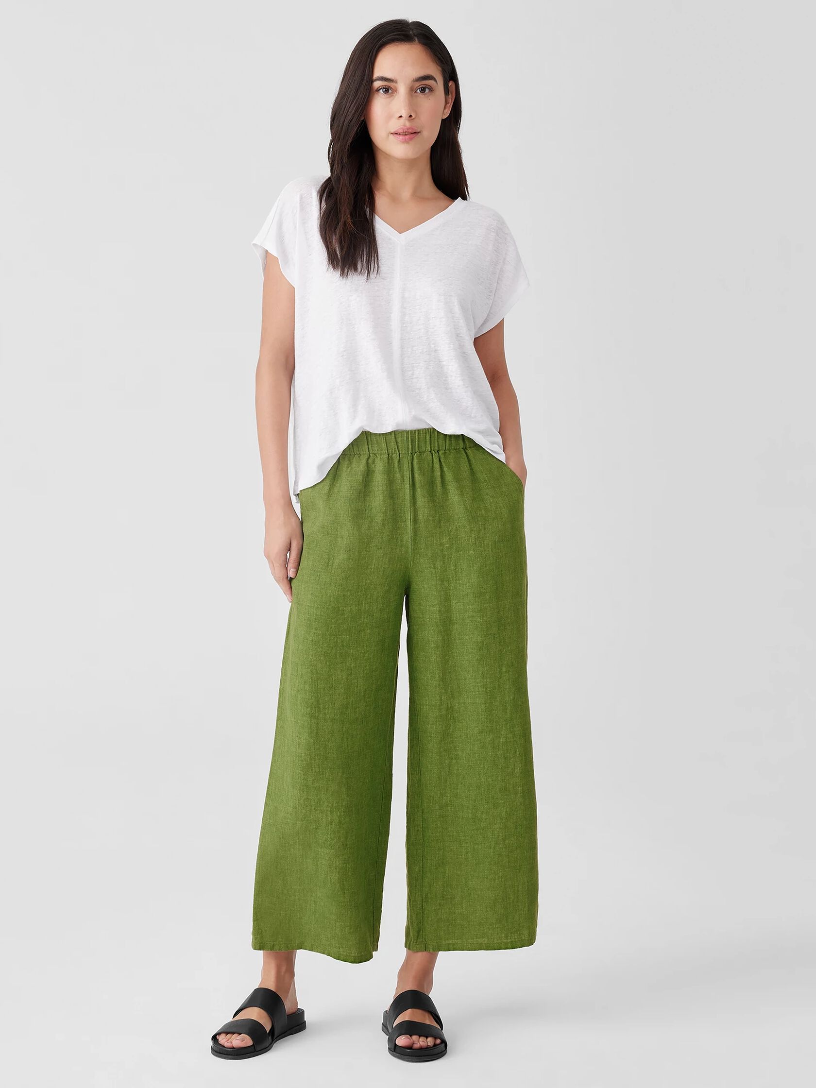 Washed Organic Linen Délavé Wide-Leg Pant