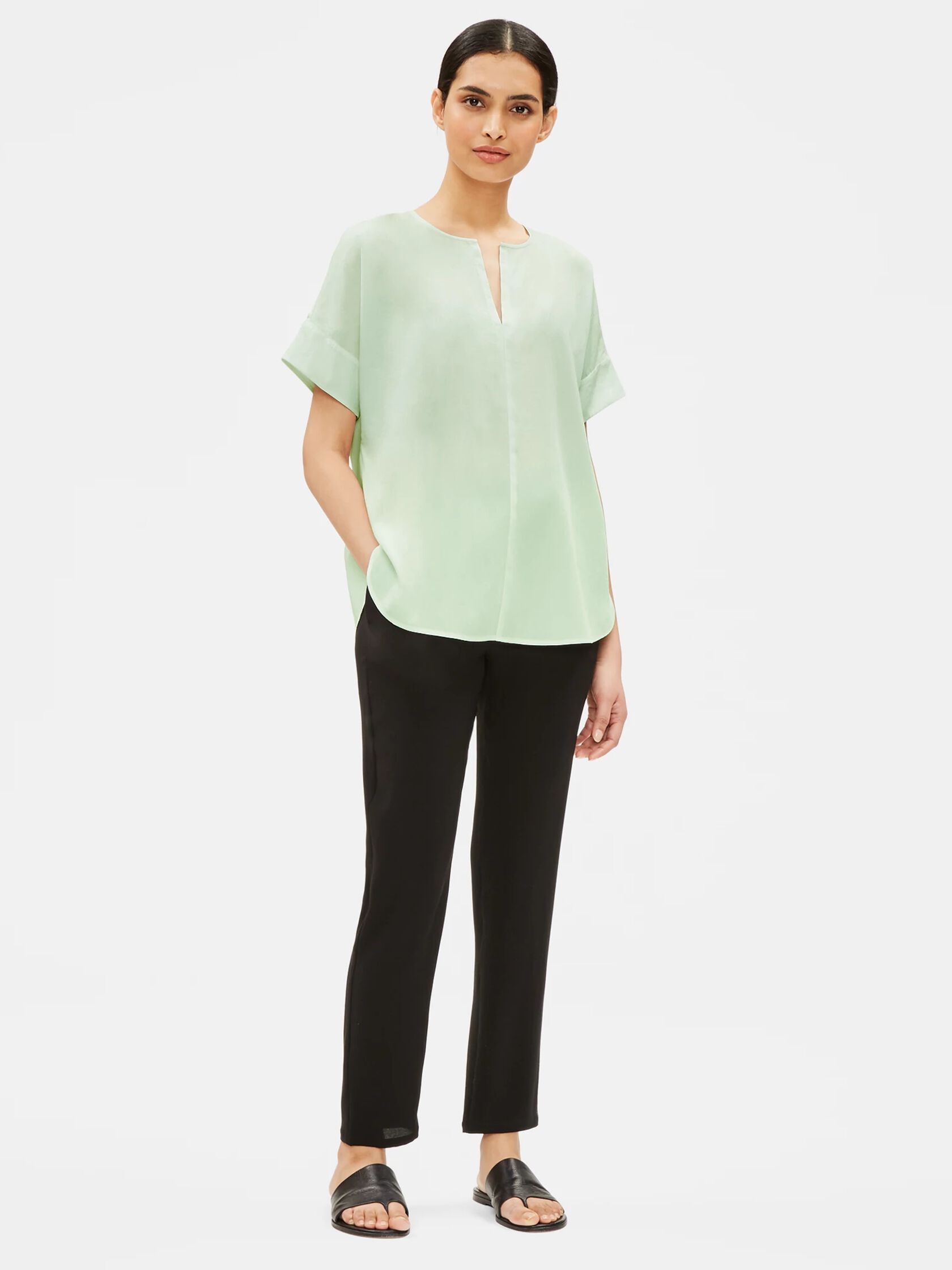 Sandwashed Tencel Short-Sleeve Box-Top