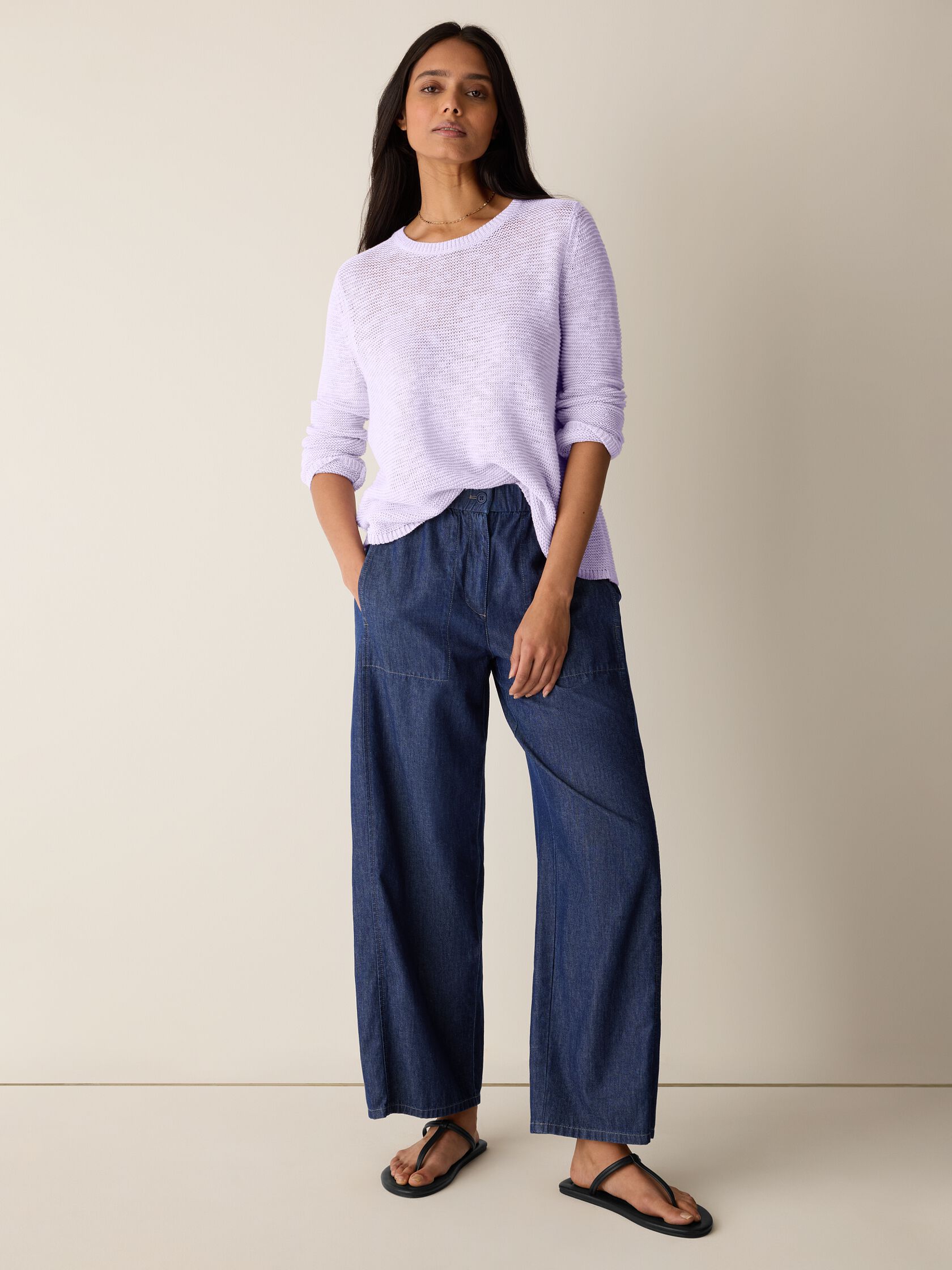 Organic Linen Cotton Slub Crew Neck Top