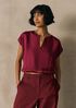 Lightweight Satin Shimmer Split Neck Top