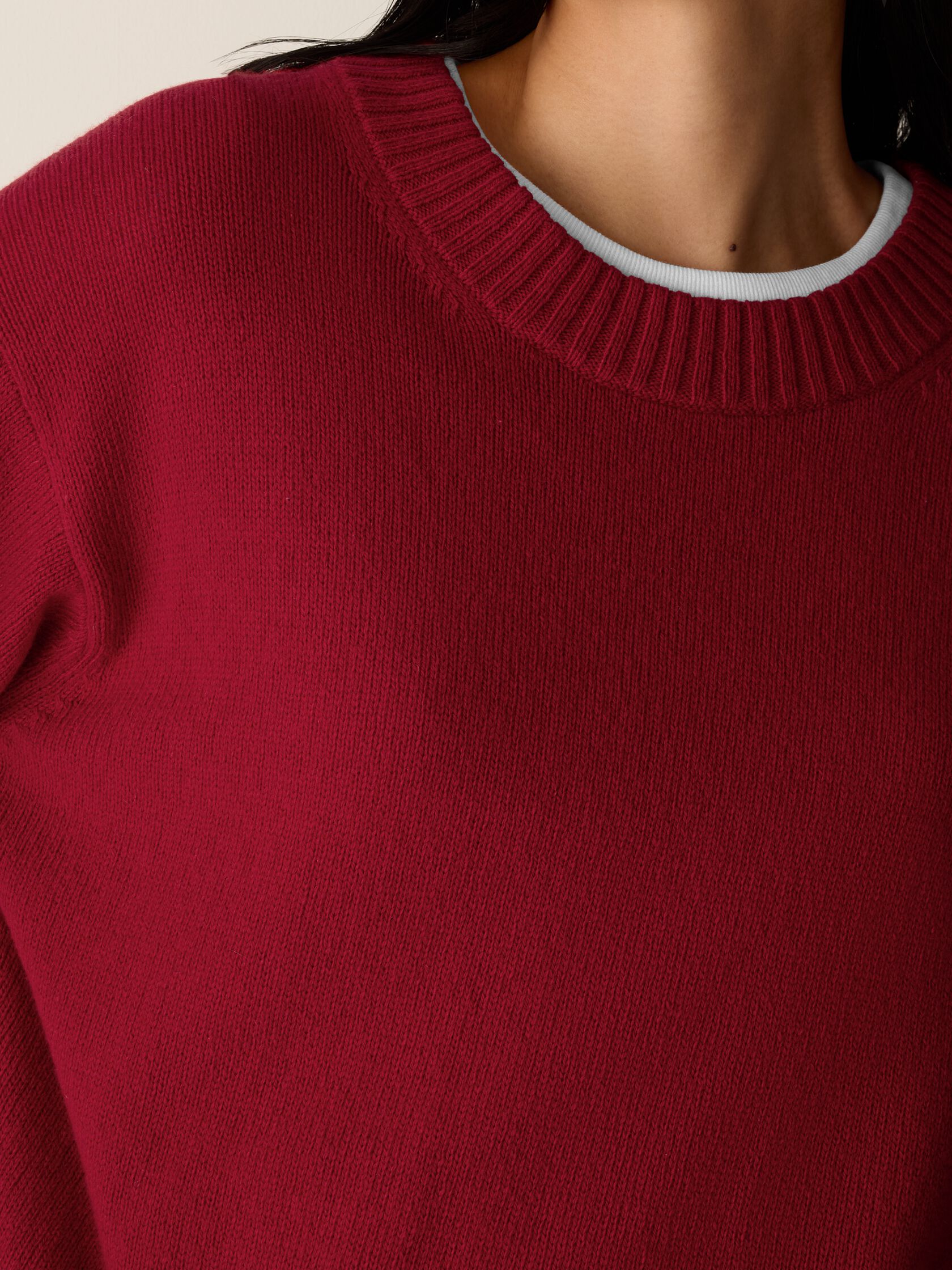 Cotton & Recycled Cashmere Crew Neck Top