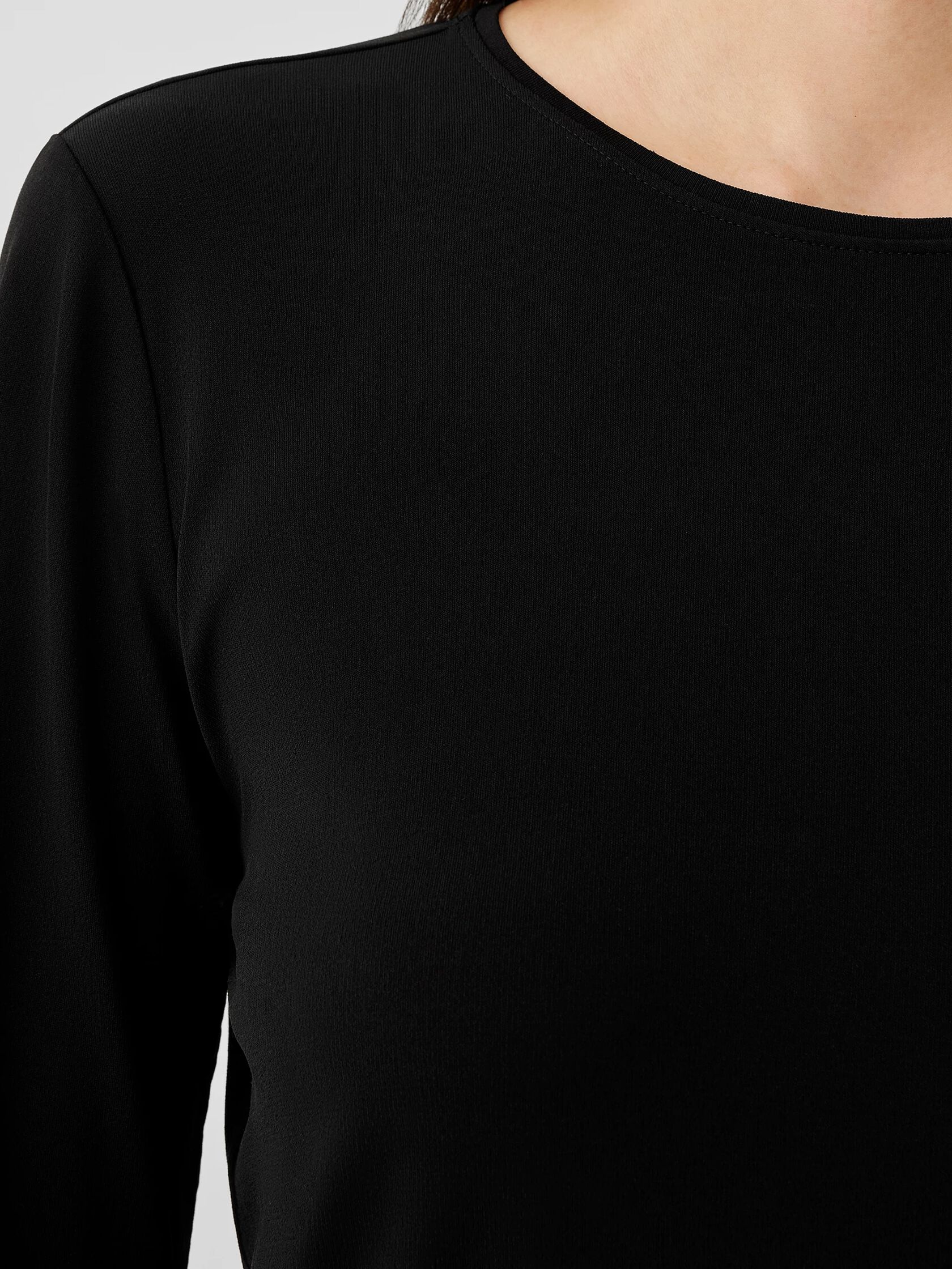 Stretch Silk Jersey Crew Neck Top