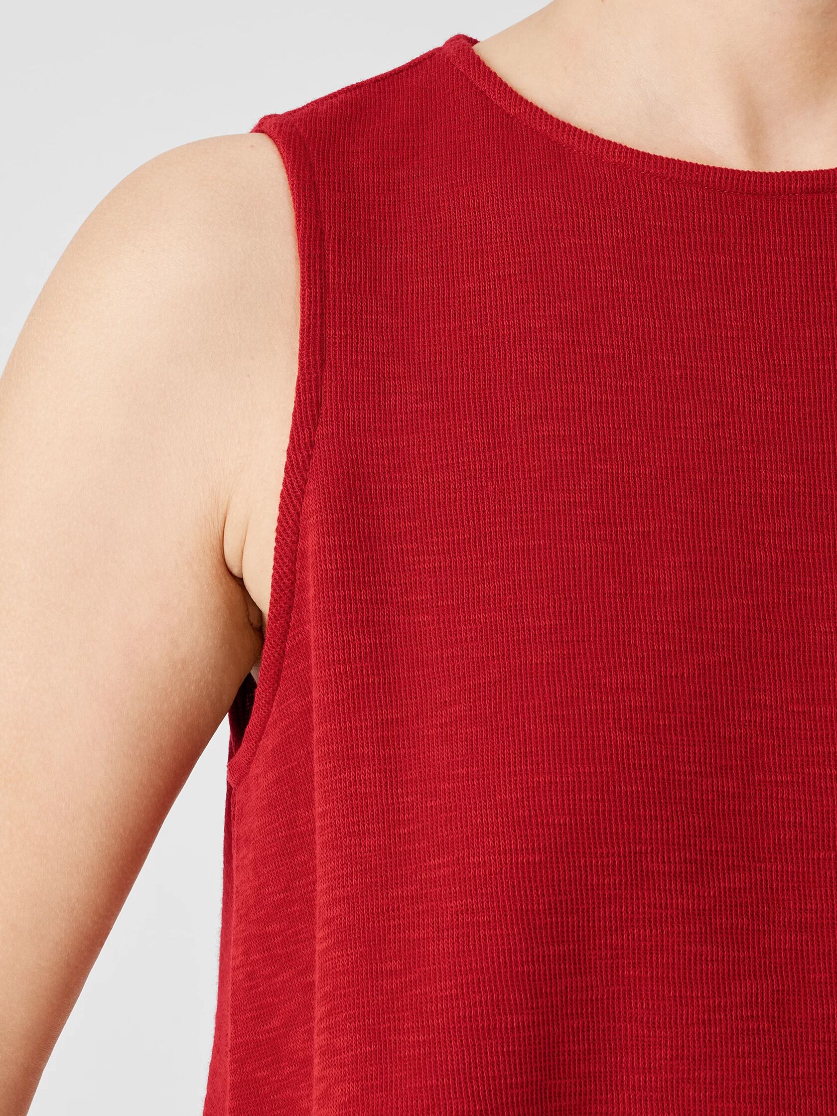 Organic Cotton Slubby Rib Knit Crew Neck Tank