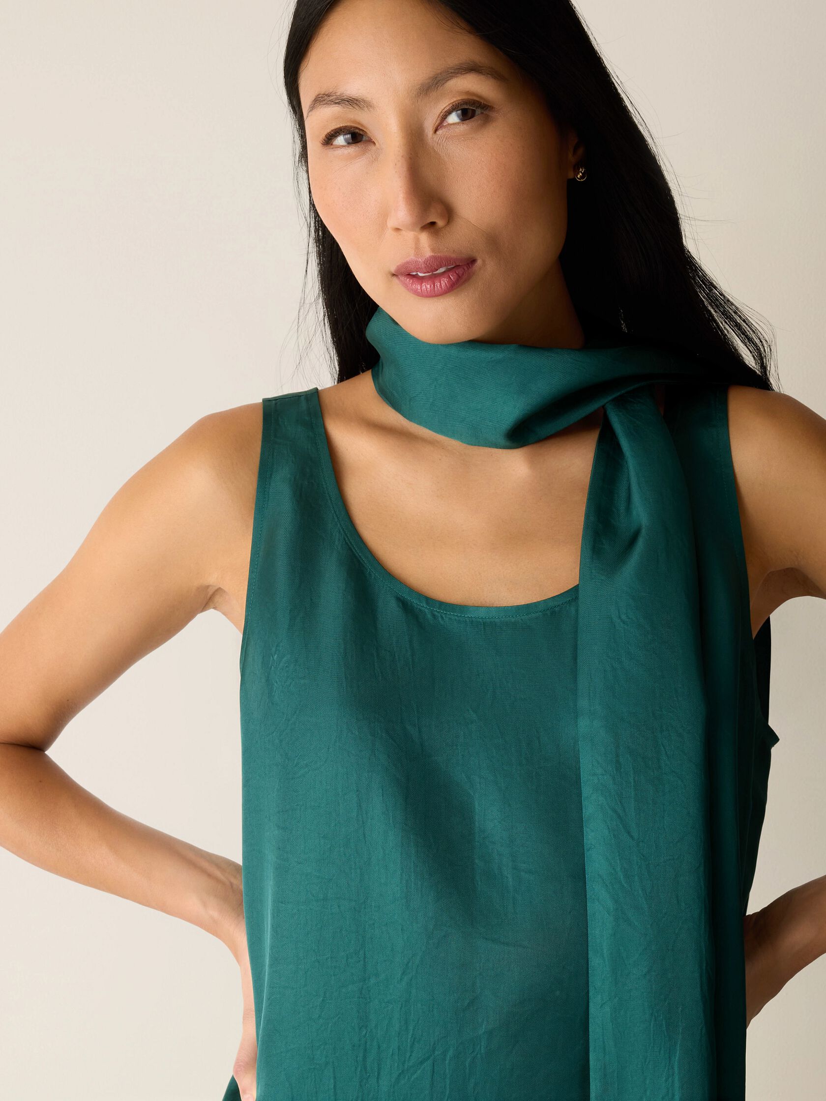 Lightweight Satin Shimmer Double Tie Scarf