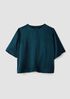 Textured Satin Round Neck Elbow-Sleeve Top