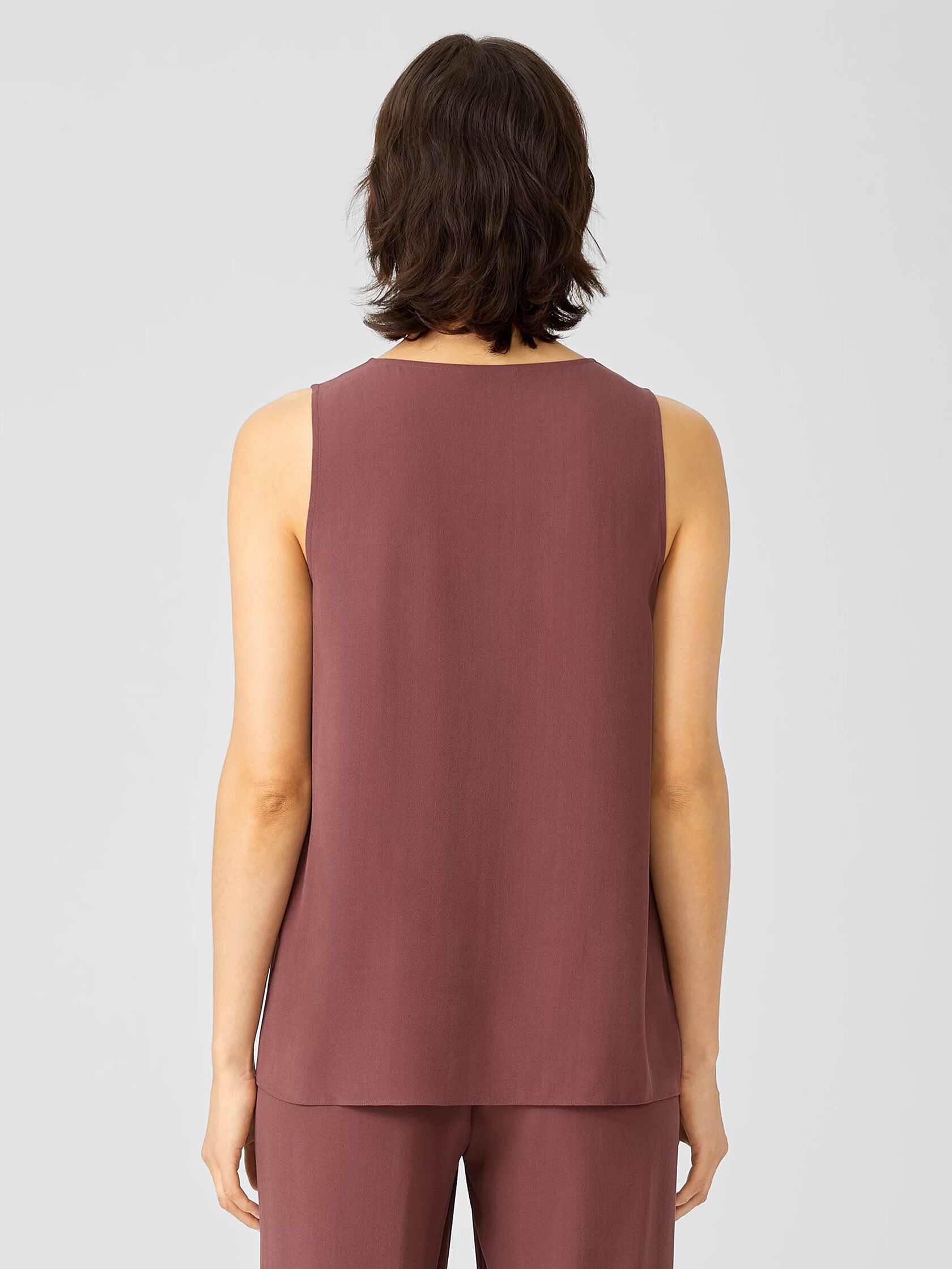 Silk Georgette Crepe Pleated Tank