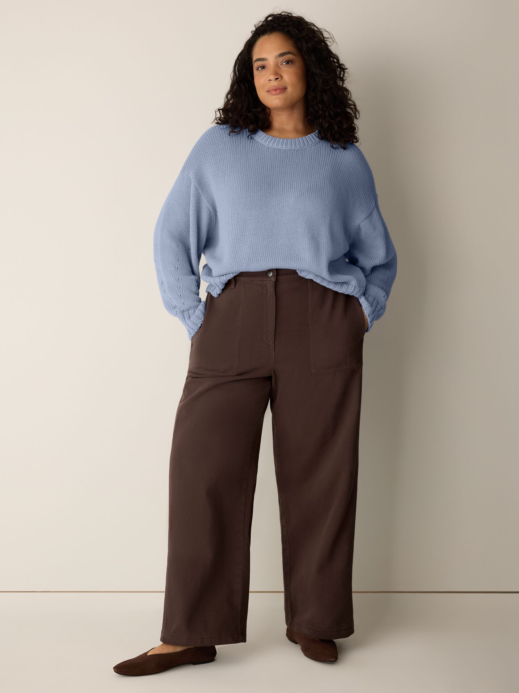 Peruvian Organic Cotton Cord Jersey Crew Neck Top