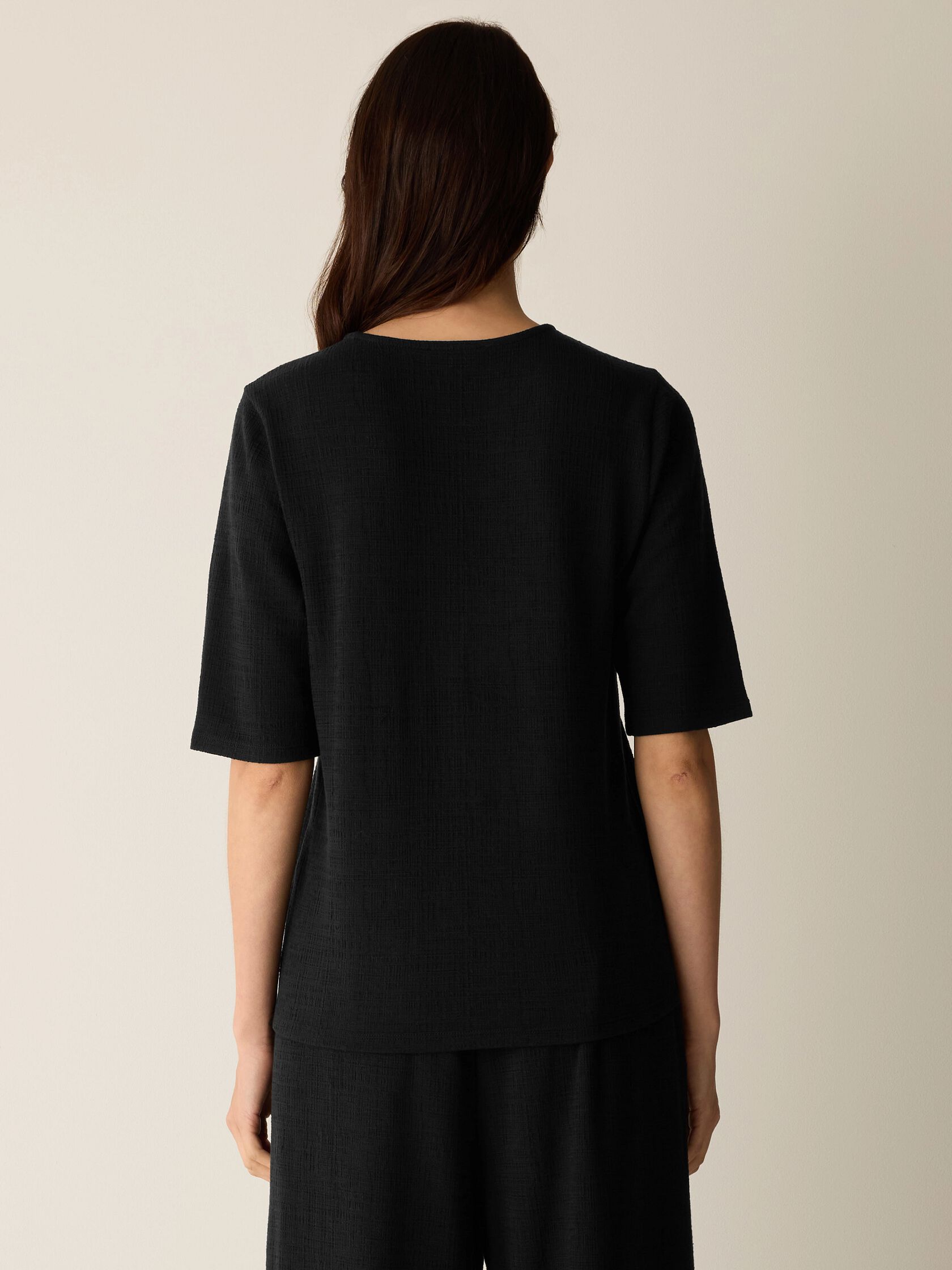 Cross Hatch Stretch Jersey Crew Neck Top