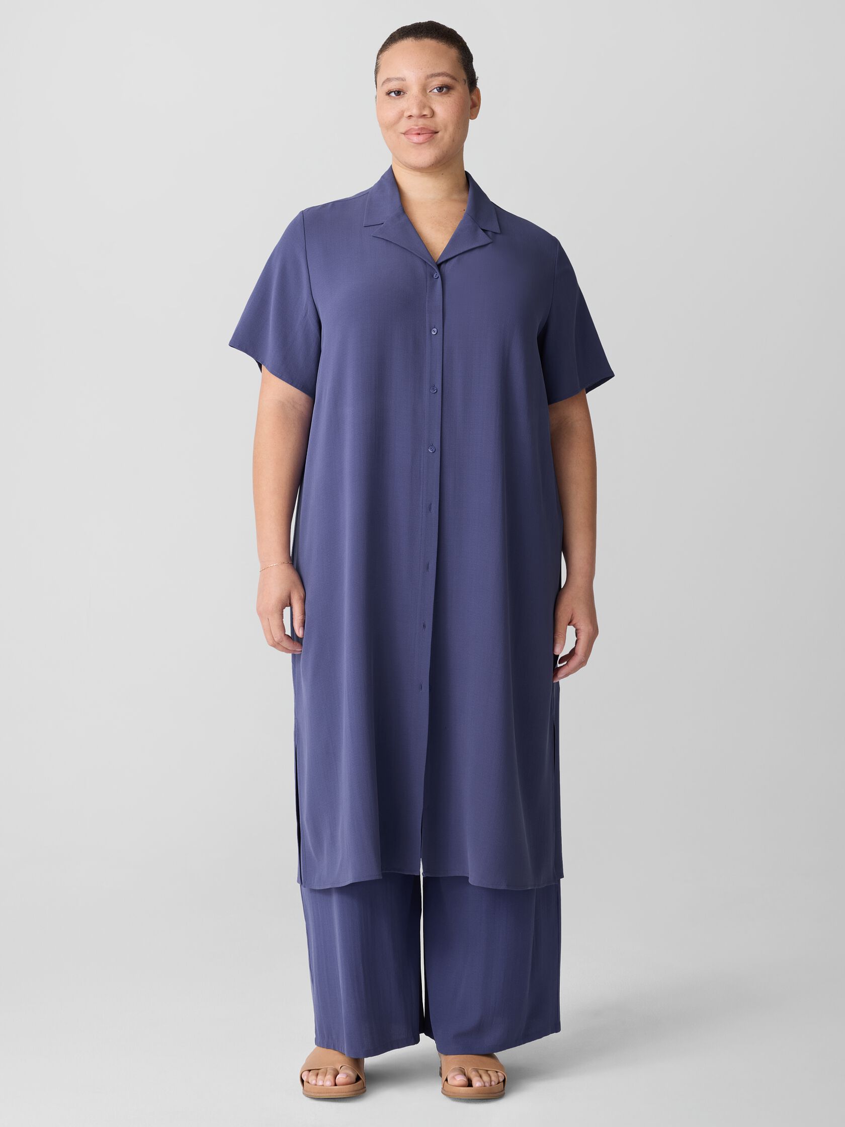 Silk Georgette Crepe Shirtdress