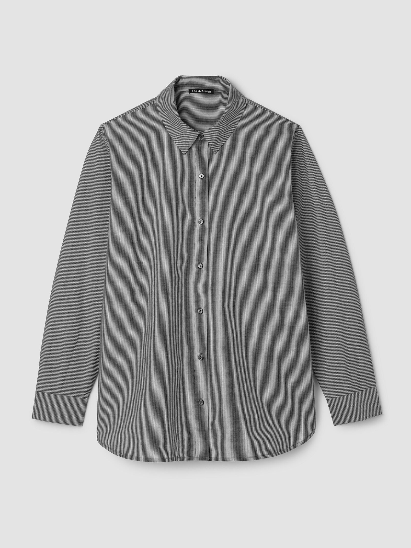 Striped Organic Cotton Poplin Classic Collar Shirt