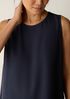 Silk Georgette Crepe Round Neck Tank