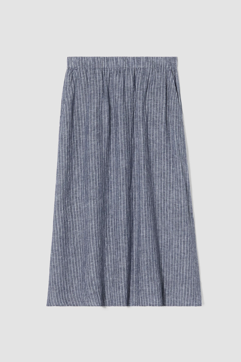 Puckered Organic Linen Pocket Skirt