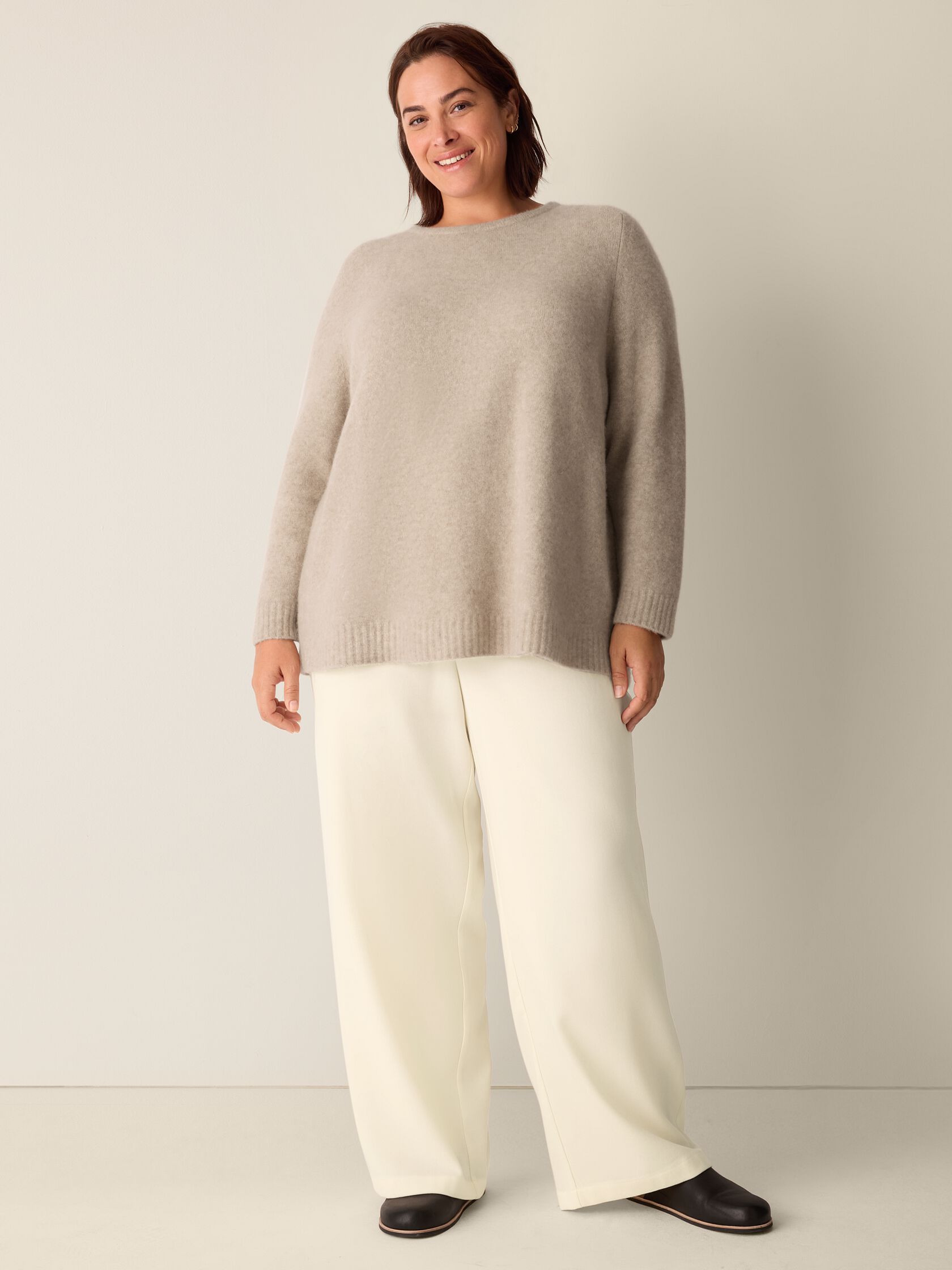 Cashmere Silk Boucle Bliss Crew Neck Long Top