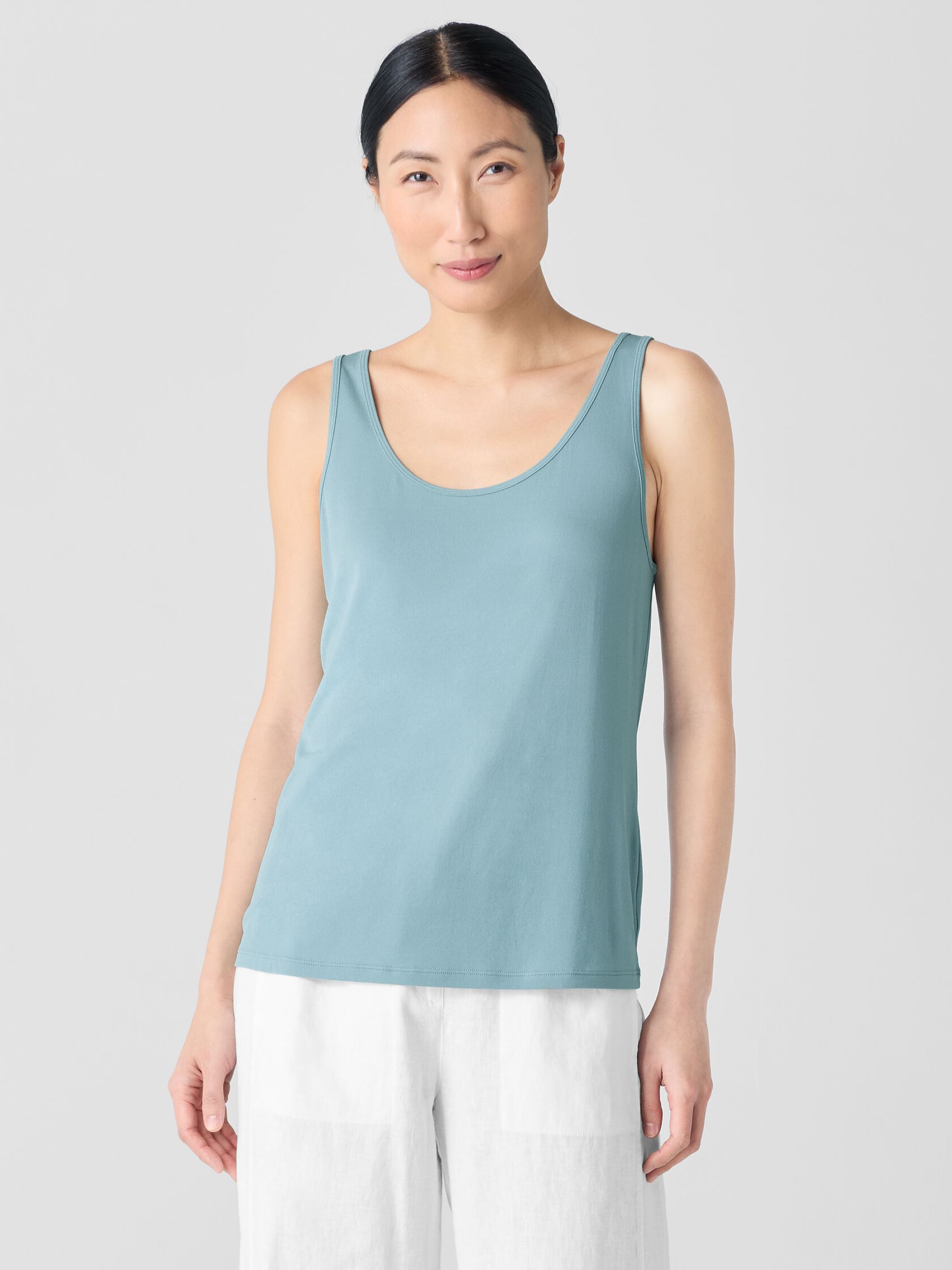 Stretch Silk Jersey Scoop Neck Tank
