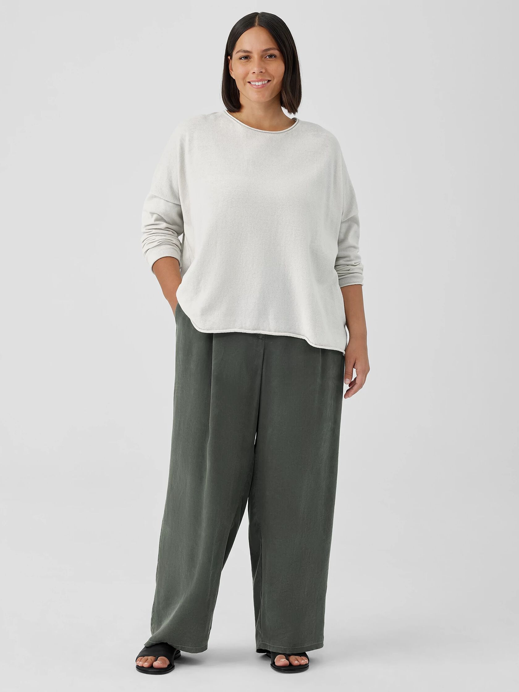 Sandwashed Twill Wide Trouser Pant