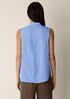 Organic Cotton Microstripe Pucker Sleeveless Shirt
