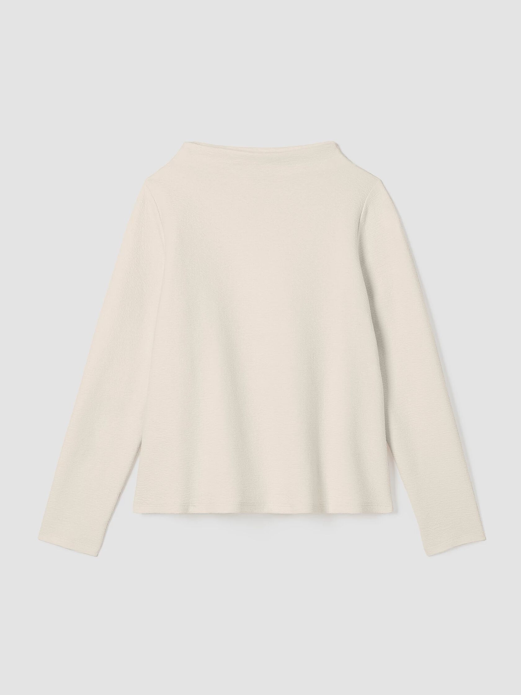 Organic Cotton Crinkled Knit Funnel Neck Top