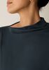 Stretch Jersey Knit Drape Neck Top