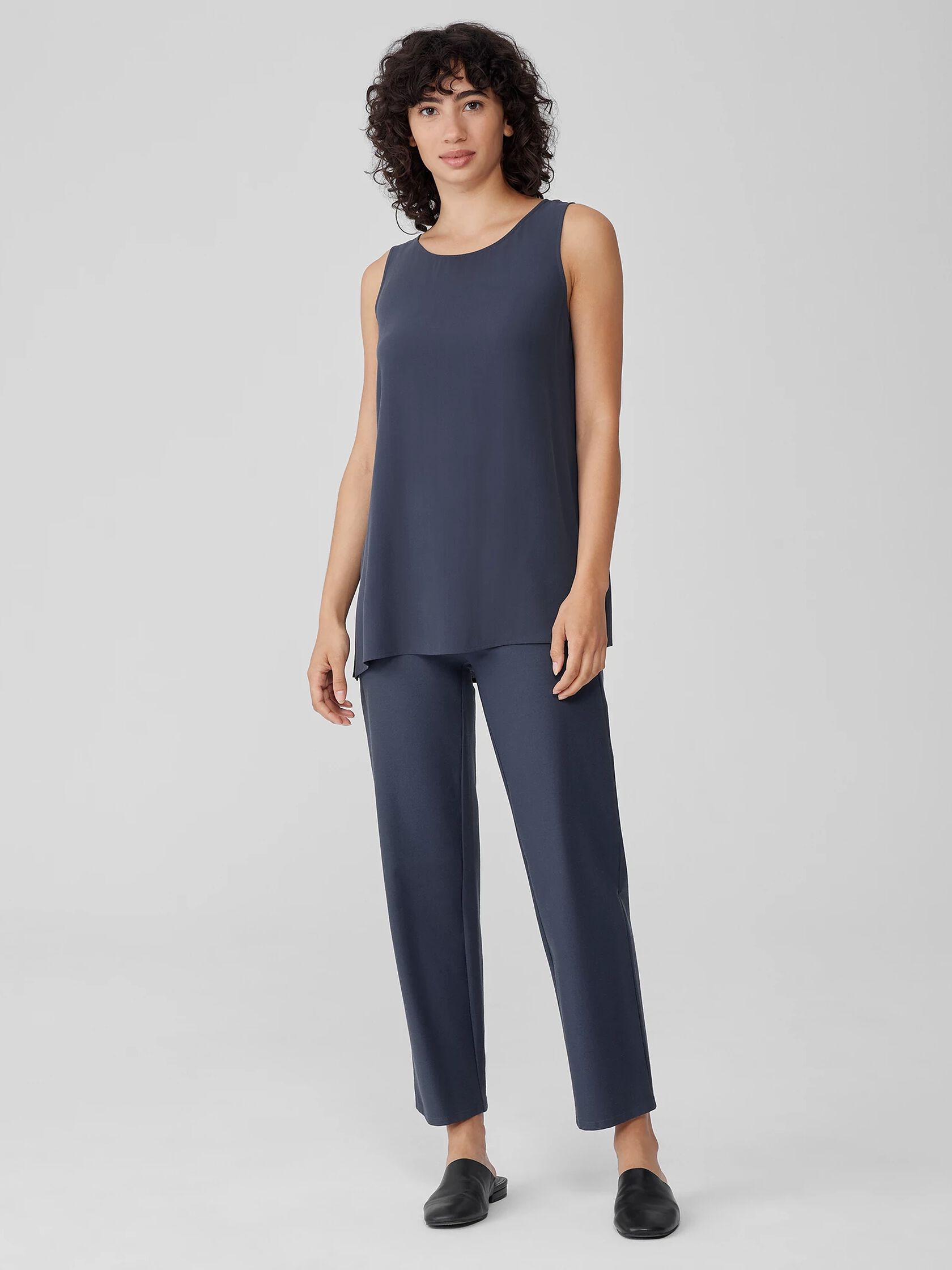 Silk Georgette Crepe Ballet Neck Tank