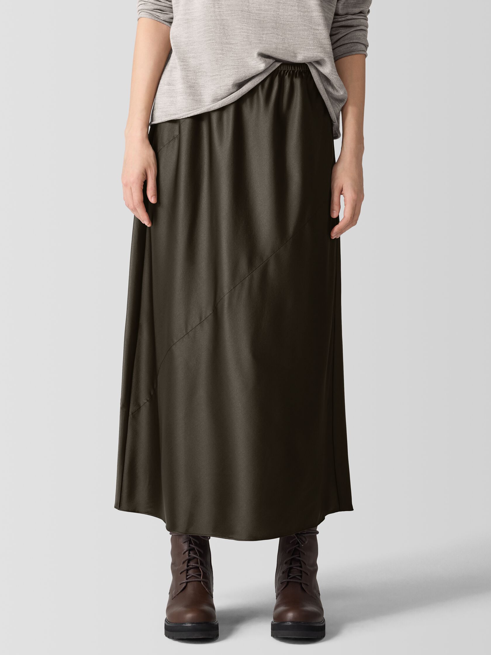 Stretch Silk Charmeuse Bias Skirt
