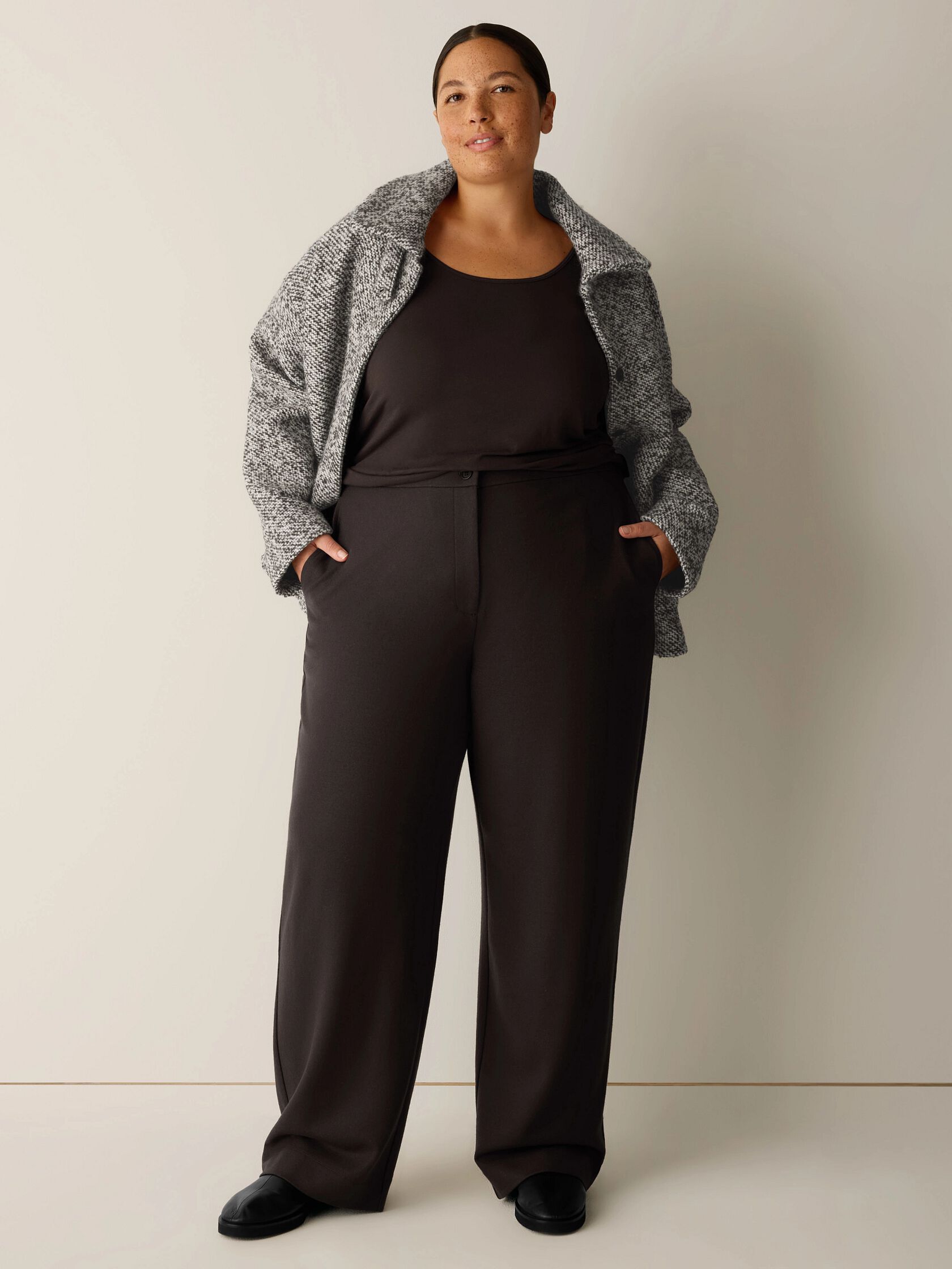 Felted Wool Jersey Full-Length Straight Trouser&nbsp;in Regenerative Wool