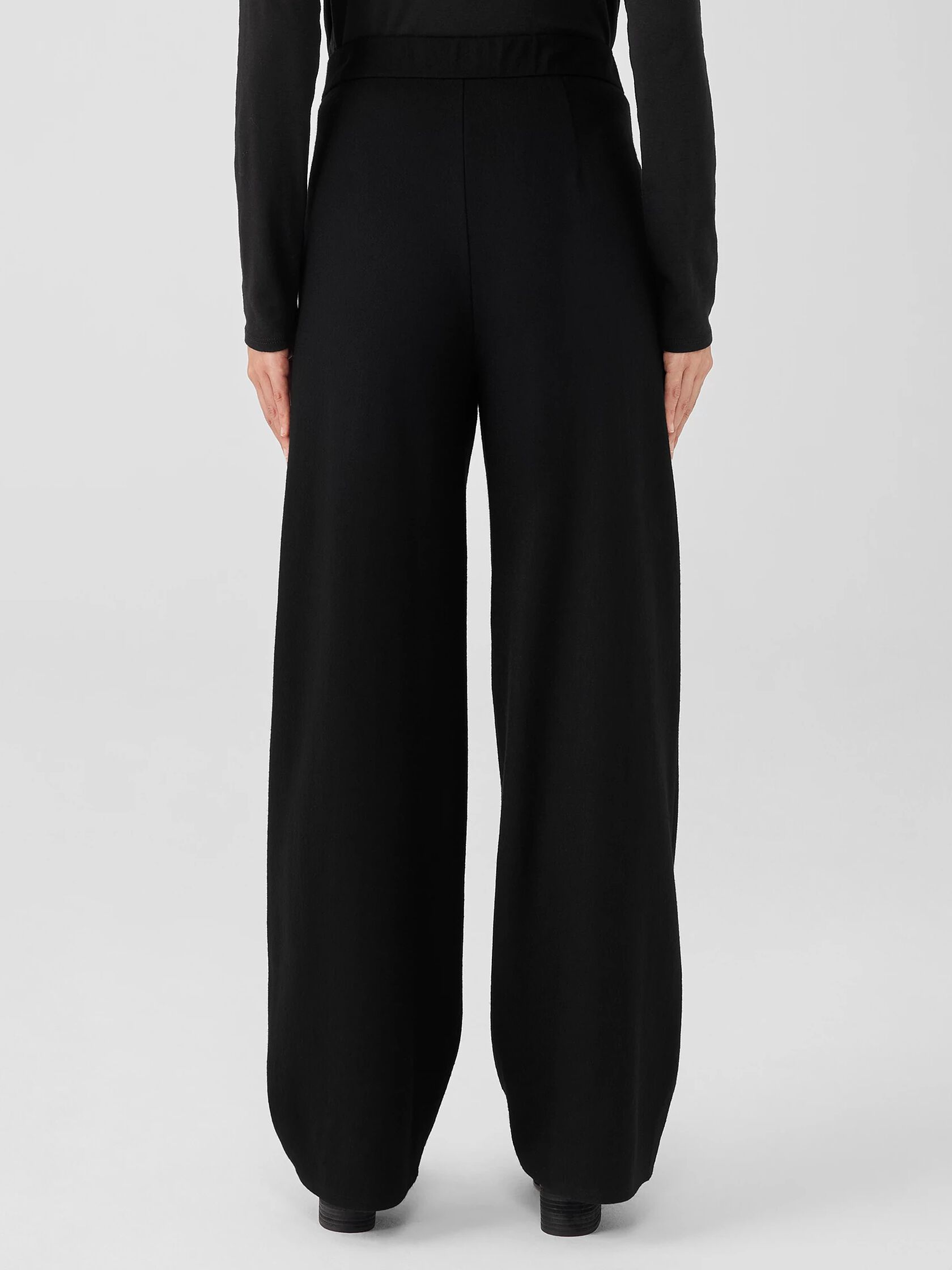 Boiled Wool Jersey Pleated Wide-Leg Pant