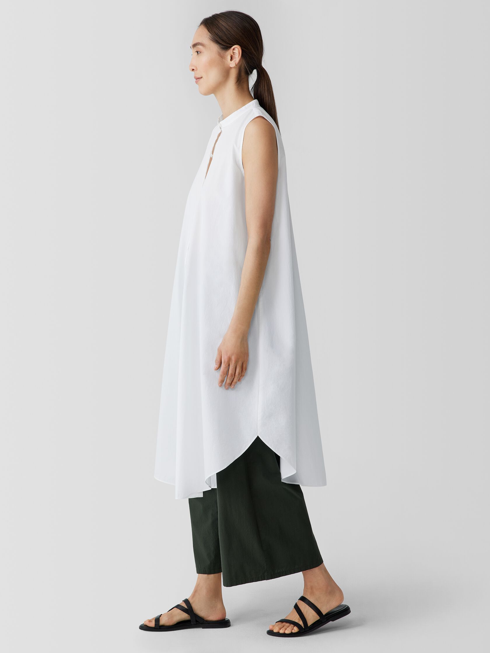 Washed Organic Cotton Poplin Sleeveless Dress