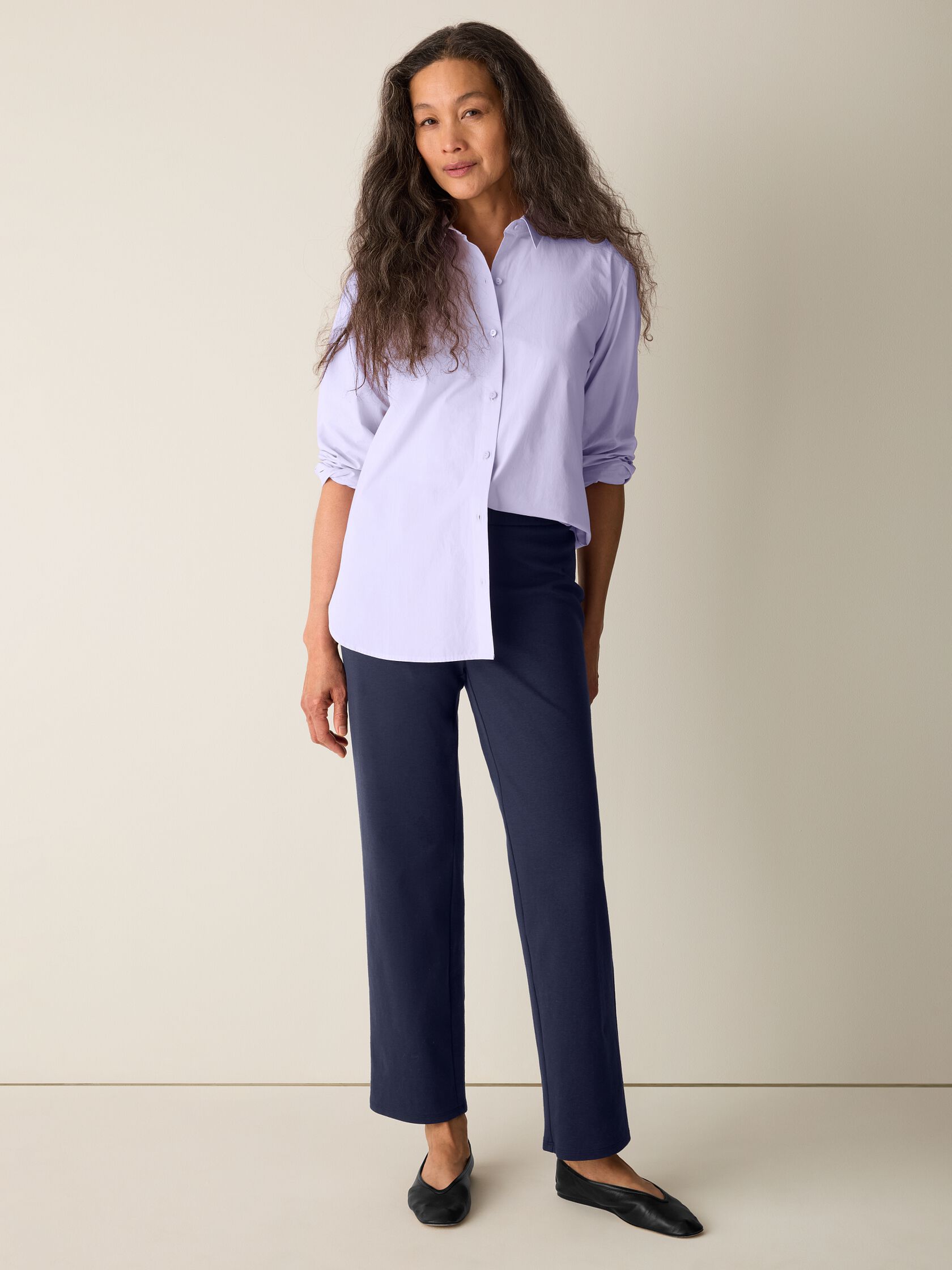 Cotton Blend Ponte Straight Pant