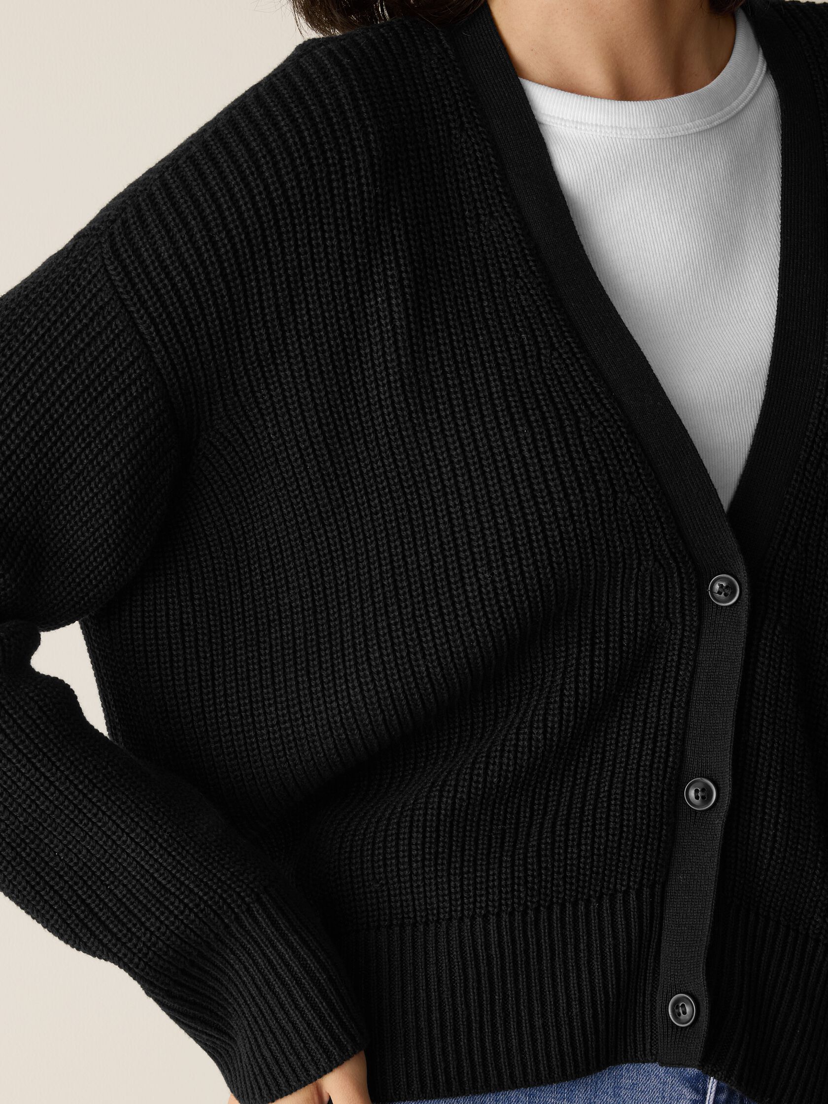 Peruvian Cotton Blend V-Neck Cardigan
