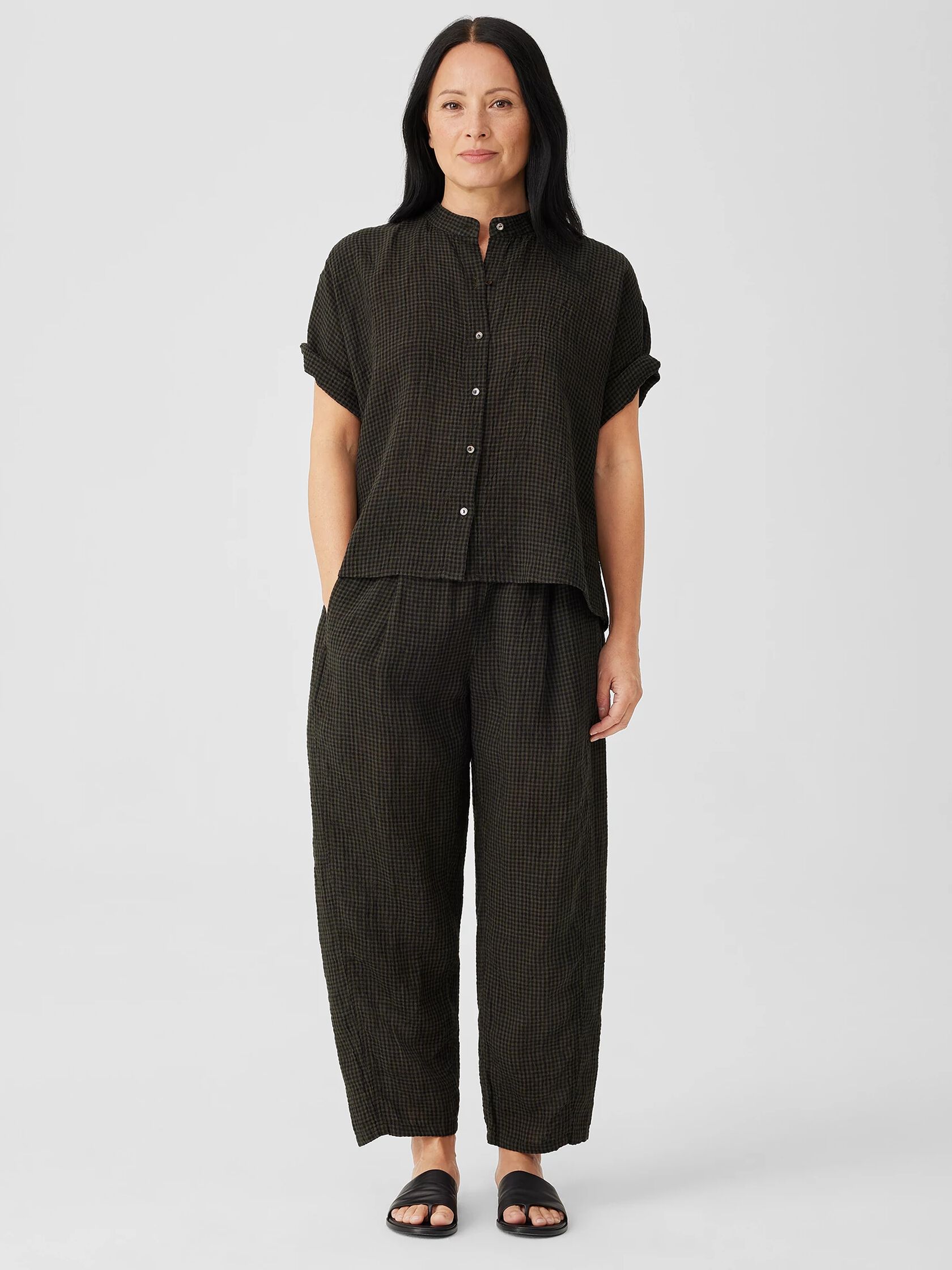 Puckered Organic Linen Lantern Pant