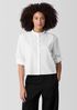 Washed Organic Cotton Poplin Band Collar Short Shirt
