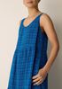 Puckered Organic Linen Plaid Tiered Dress