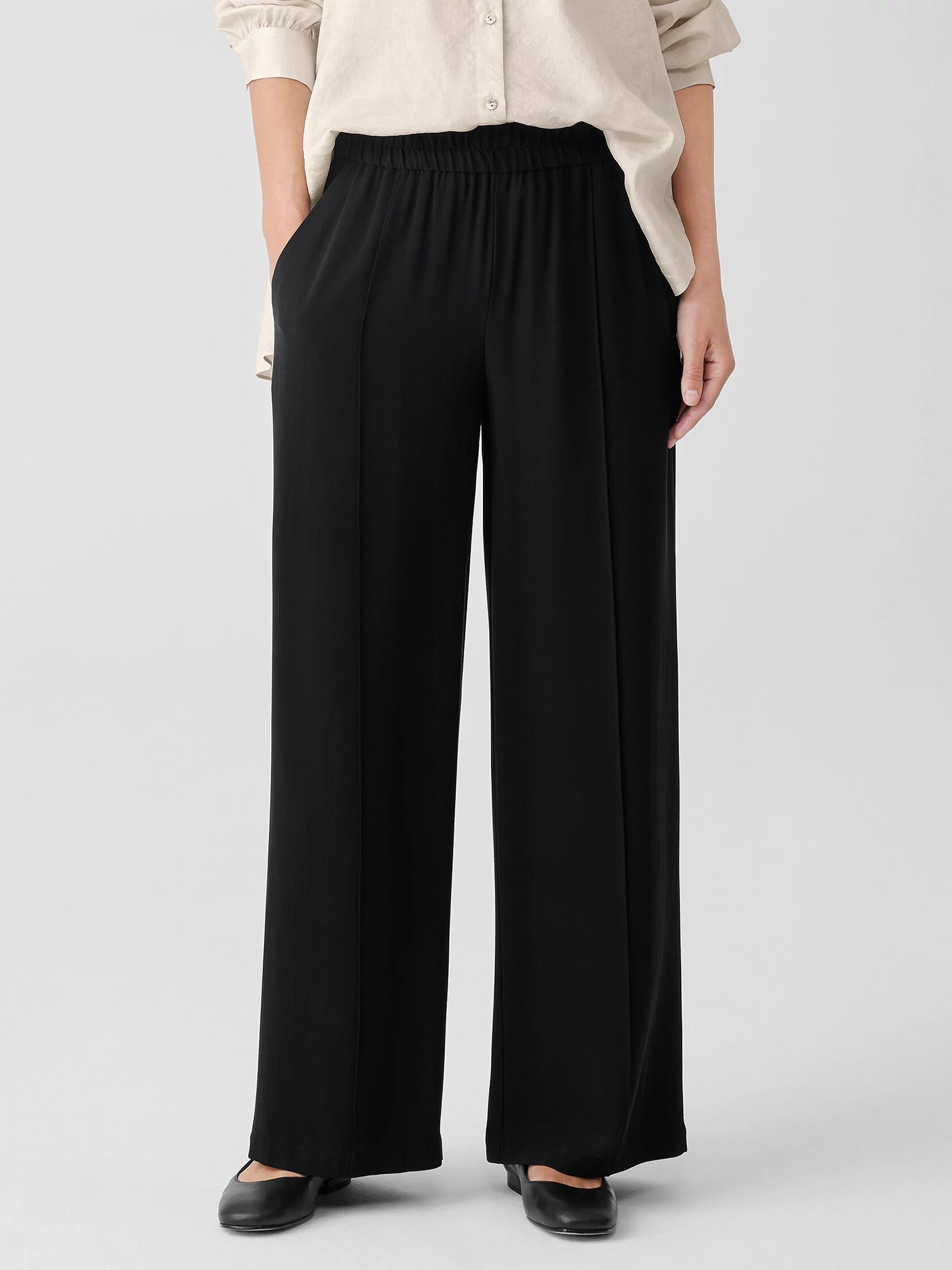 Silk Georgette Crepe Pintuck Pant