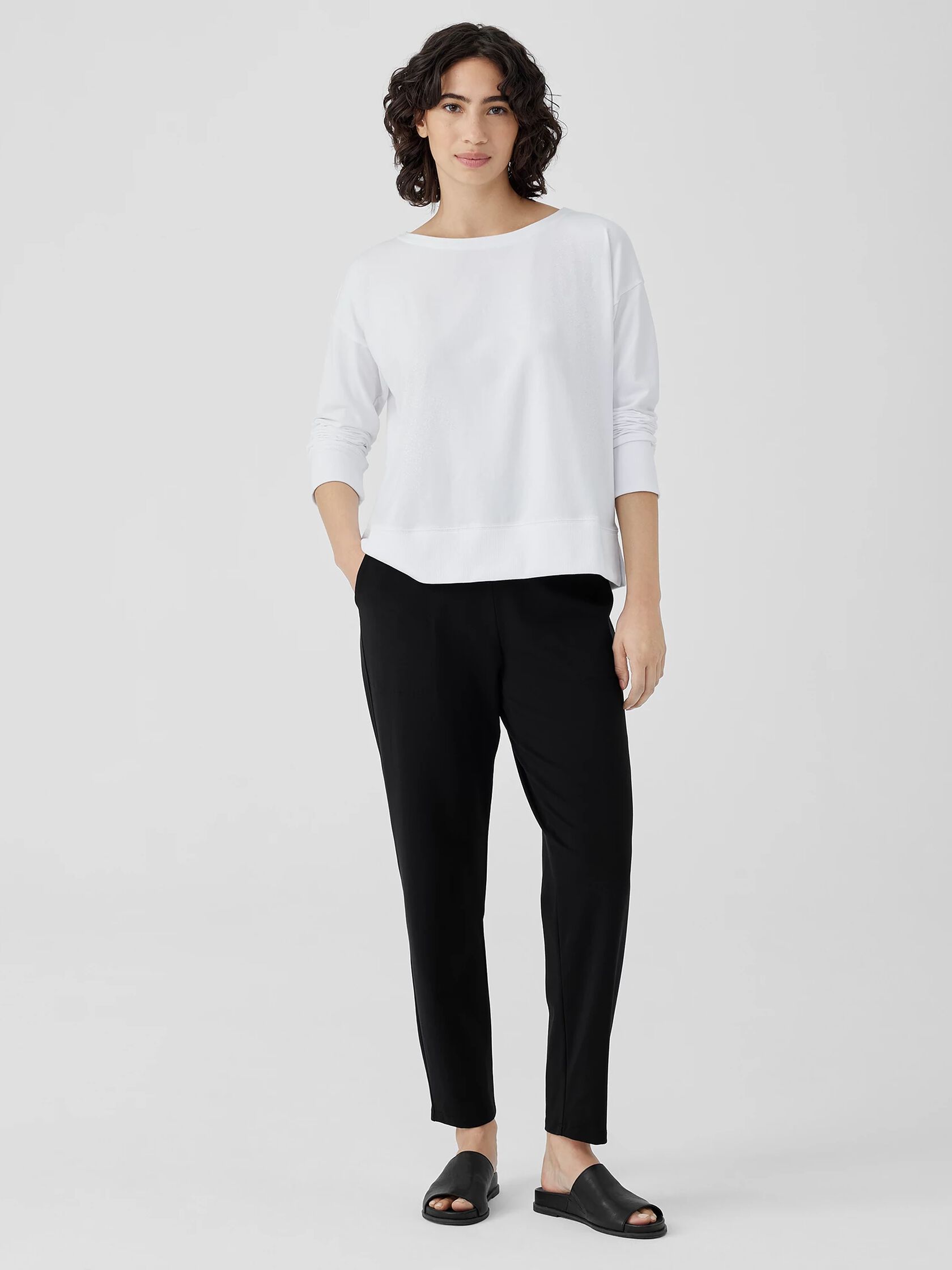 Pima Cotton Stretch Jersey Bateau Neck Top