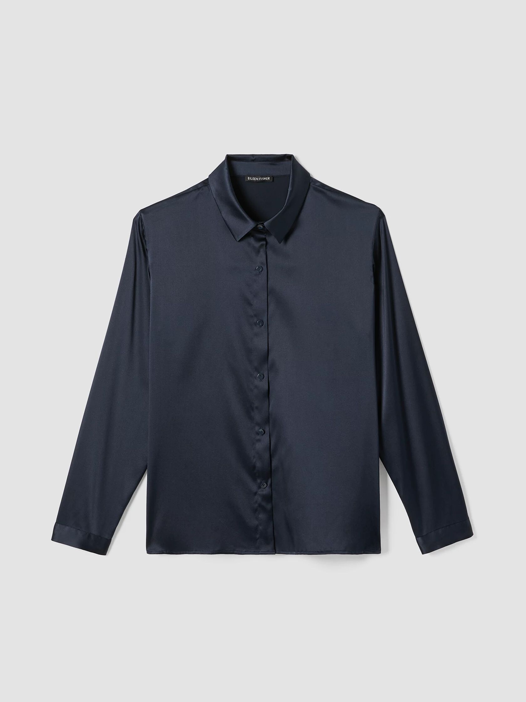 Stretch Silk Charmeuse Classic Collar Shirt