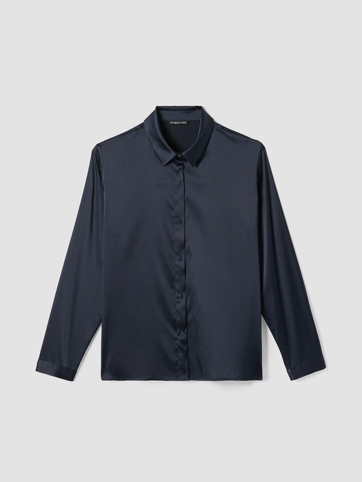 Stretch Silk Charmeuse Classic Collar Shirt