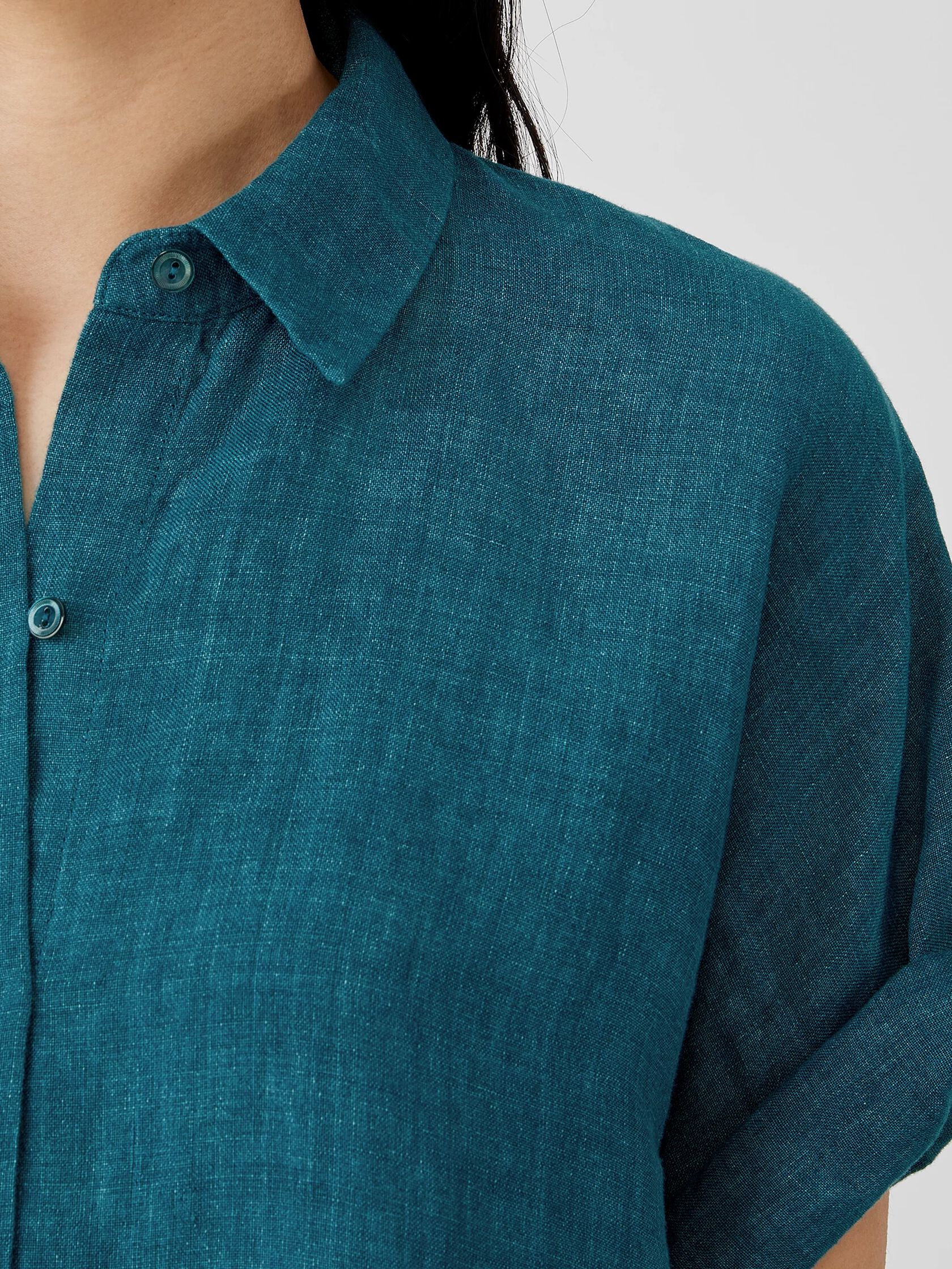 Washed Organic Linen Delave Short-Sleeve Shirt