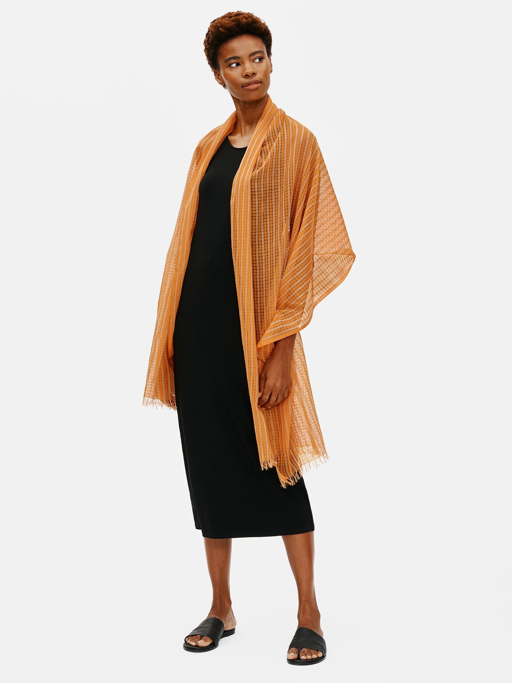 Handwoven Organic Cotton Grid Scarf