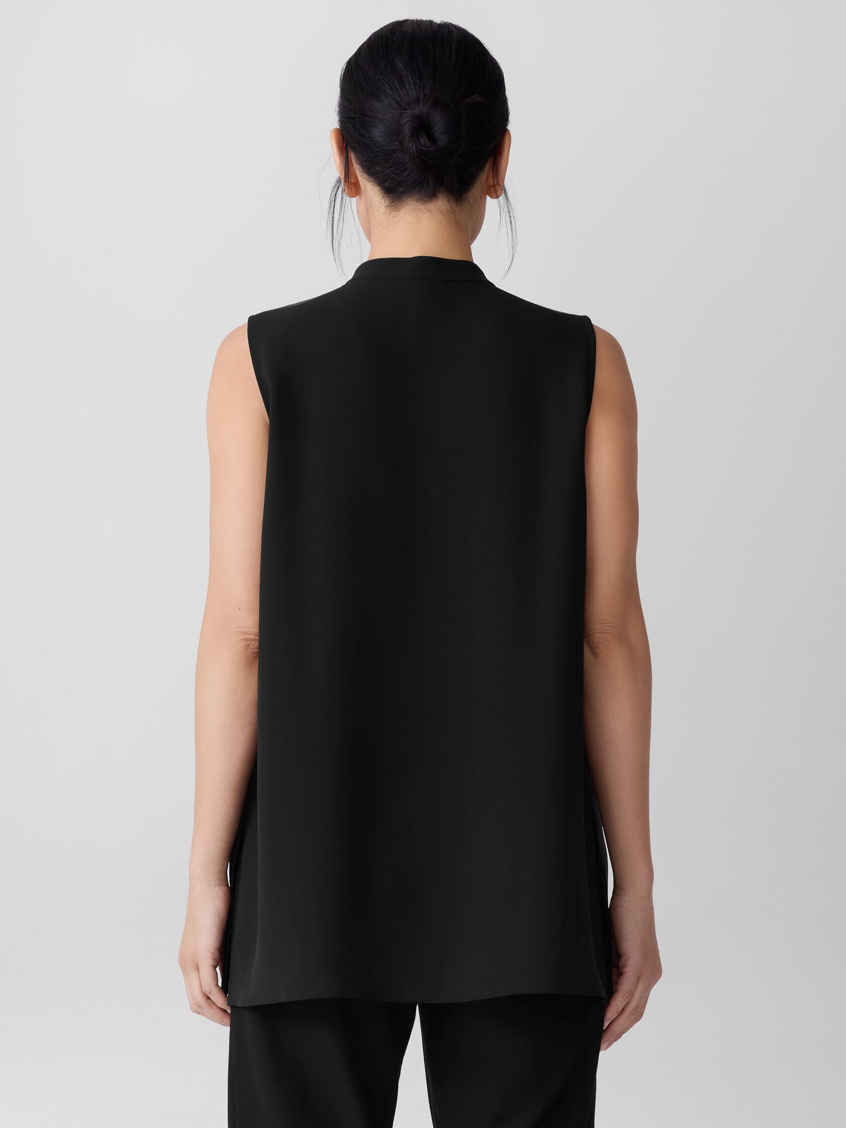 Silk Georgette Crepe Sleeveless Shirt