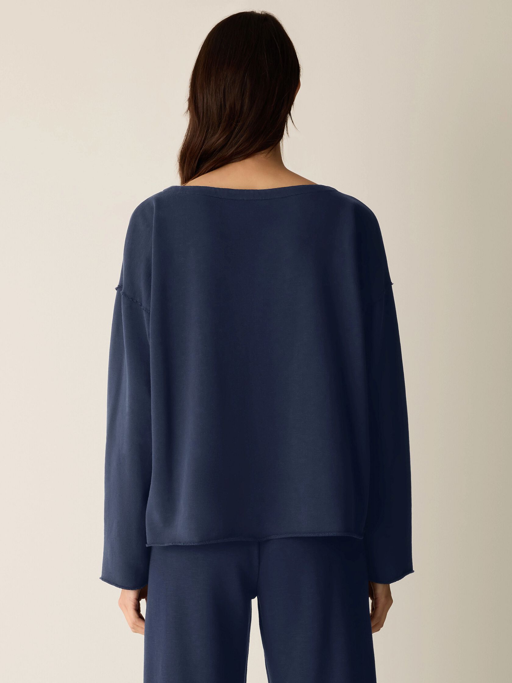 Garment-Dyed Organic Cotton Terry Bateau Neck Box-Top
