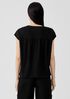 Organic Linen Jersey Shirred-Back Top