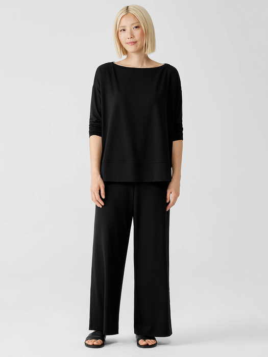 Stretch Jersey Knit Bateau Neck Top | EILEEN FISHER