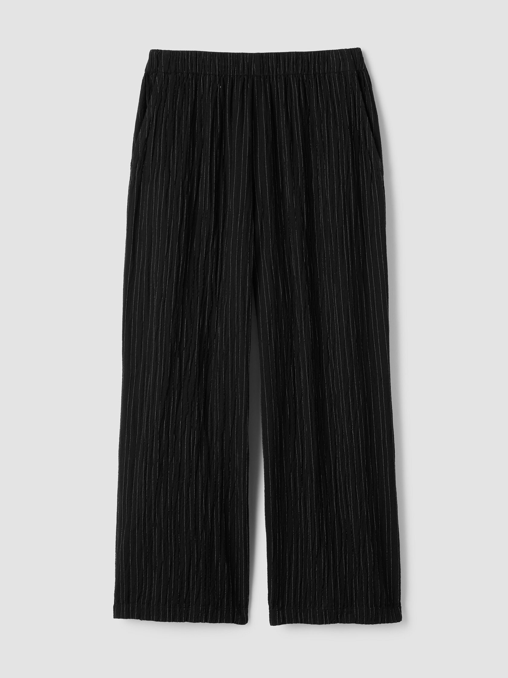 Striped Organic Cotton Twill Wide-Leg Pant