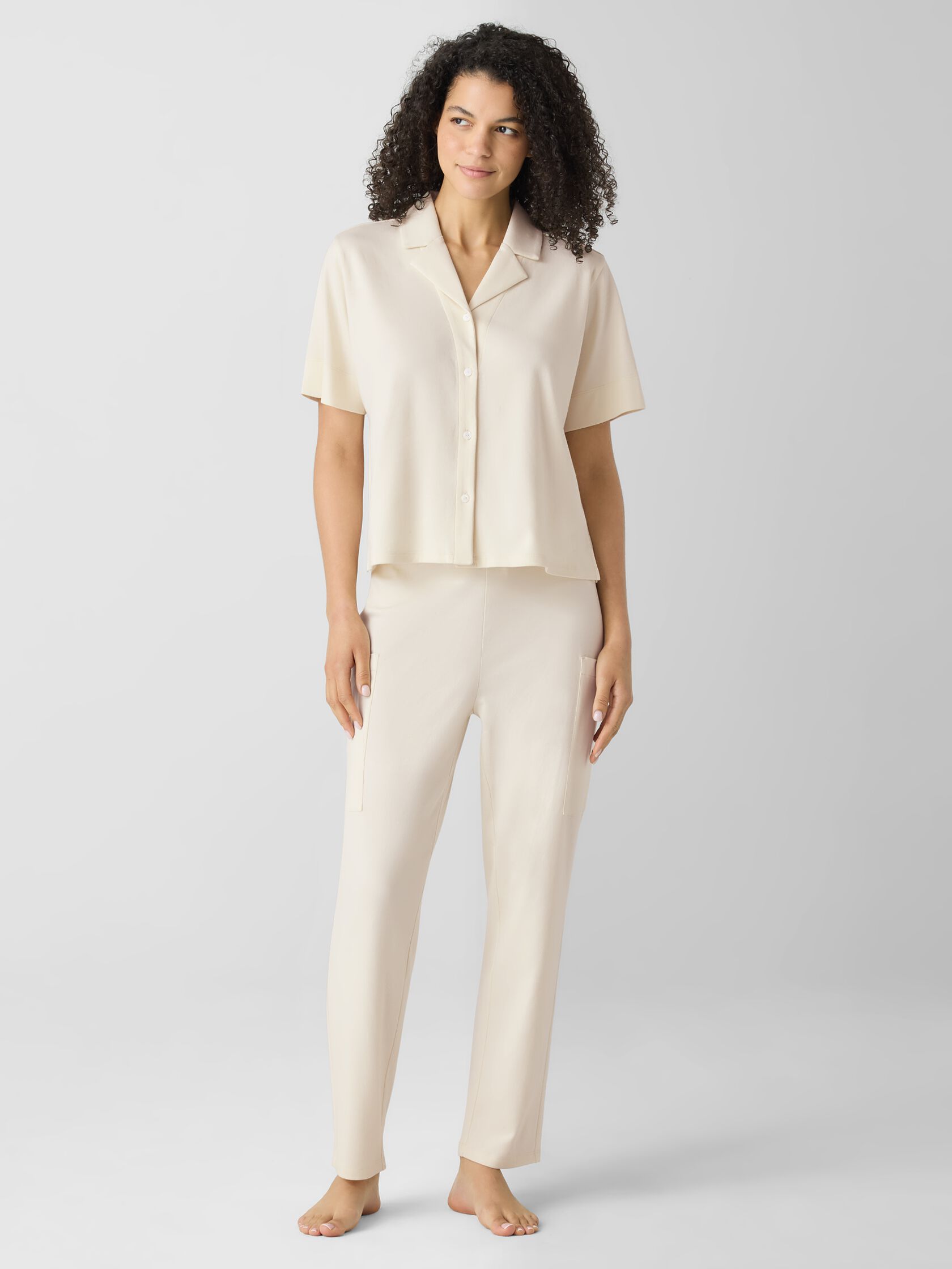 Organic Cotton Interlock Notch Collar Sleep Shirt